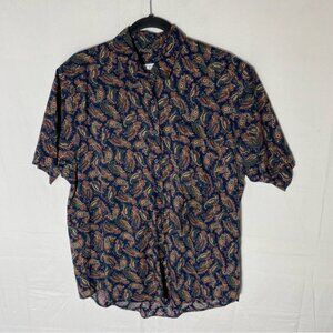 Vintage Tilley Endurables Blue Orange Cotton Paisley Casual Button Up Shirt L